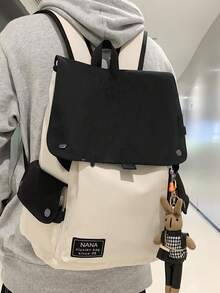 Mochila de gran capacidad con bolsa de cubo y accesorios, mochila de viaje y exterior de doble uso - Blanco y Negro - Ver 2