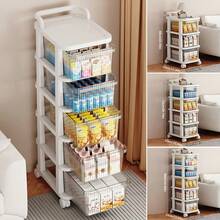 3/4/5 Tier Plastic Storage Drawers Draw Tower Unit Office Home Organiser Trolley - Beige White - View 2