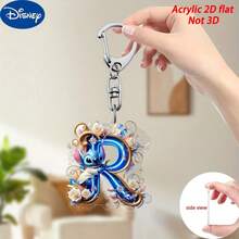 2D平面设计，1个史迪奇蓝色皇冠可爱亚克力钥匙扣，包含26个A-Z字母，字母吊坠，图案钥匙扣，汽车钥匙扣，包包挂饰，圣诞装饰，闺蜜钥匙扣，史迪奇粉丝的理想礼物，情人节礼物，节日礼物，假日装饰，家居装饰，包包配件，送给母亲、父亲、毕业生和老师的礼物 - 彩色 - 查看 17