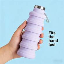 1pc 500ml Folding Water Bottle For Women Men Portable Sports Silicone Cup Reusable Drinking Bottle Outdoor Fitness Gym Travel Camping Hiking Trekking Office School Supplies - Purple - View 3