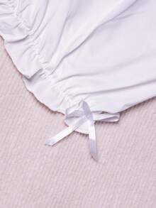 2pcs Black & White Knitted Casual Leggings With Ruffle Hem, Suitable For Spring, Summer, Autumn - Multicolor - View 4