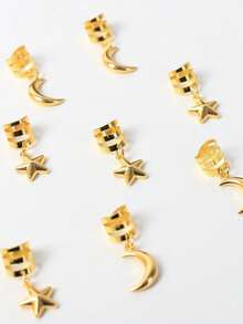 10 Stück Haarschmuck-Set für Frauen mit geflochtenen Sternen und Monden, Frisur-Clips für Feiertage, Sterne, Monde, geeignet für Festivals, Partys, Alltagstragen, Anhänger, Geschenke, Festivals, Haarklammern, Haarspangen, Kopfschmuck - Gold - Übersicht 4