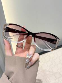 زوج نظارات شمسية بيضاوية مخصصة عصرية رقيقة للنساء مناسبة للقيادة والصيد والتخييم والأنشطة الخارجية والمناسبات الموسيقية والمواعيد، إكسسوارات موضة مناسبة لجميع أشكال الوجه - متعدد الألوان - مشاهدة 4