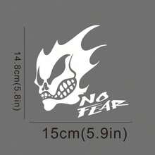 No Fear Skull & Flame Car Sticker | Stick Your Boldness On Your Car! Instantly Boost Attention! Waterproof, UV-Resistant, Personalized Car Decal - A - View 13