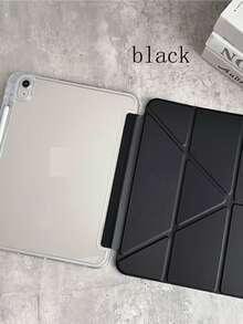 1pc Unisex Minimalist PU Leather Tri-Fold Stand Protective Case With Pencil Slot, Suitable For IPad 7/8/9, IPad Air 5/4/3 9th Gen 10.2, IPad Pro 11, IPad Mini 5 - Black - View 9