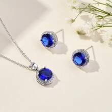 1 Set de joyas de circonita cúbica elegante y de moda, adecuado para citas, fiestas y uso diario de mujeres - Amarillo - Ver 17