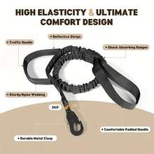 1pc Tactical Dog Leash, Outdoor Retractable Heavy Duty Elastic Leash, Adjustable Length Anti-Shock With Long And Short Handles, Suitable For Large Dogs, German Shepherd Outdoor Training - Multicolor - View 7