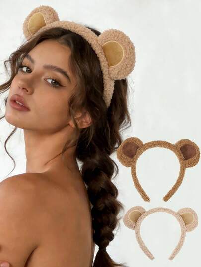 1个可爱派对发箍，带有优雅的毛绒熊耳朵