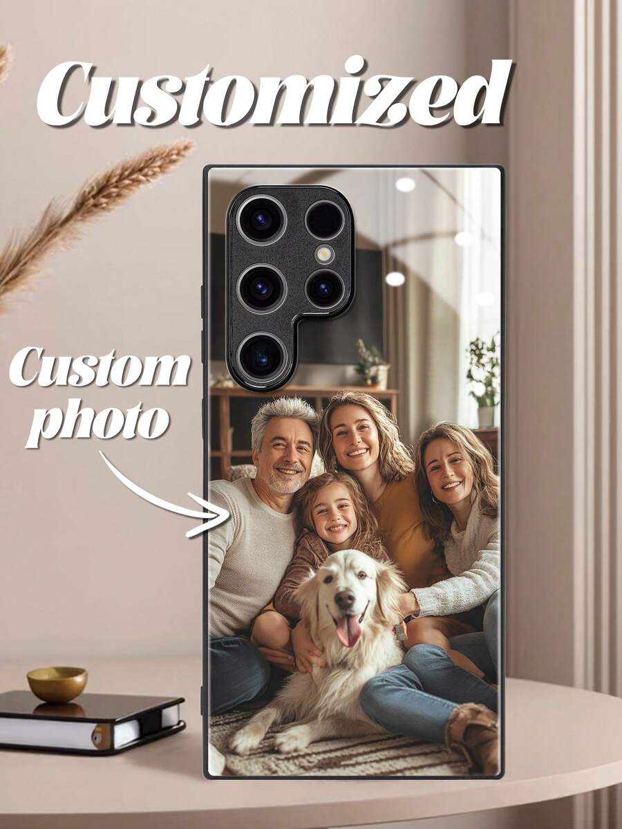 1pc Personalized Name Custom Black Phone Case Compatible With IPhone 15 Pro Max/ S24 Ultra/Android Smartphones,Customized Phone Cases,Street Casual Chic - Black - View 1