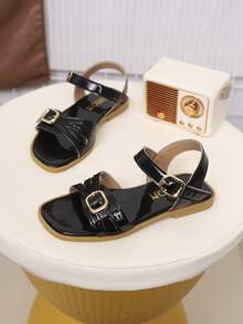 Children's Fashionable Summer Flat Sandals, One-Piece Sandals, New Stylish Elegant Minimalist High-Value - Black - View 4