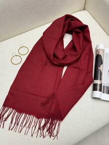 1件装女士纯色柔软百搭斜纹围巾/头巾，适合日常佩戴 - 多色 - 查看 1