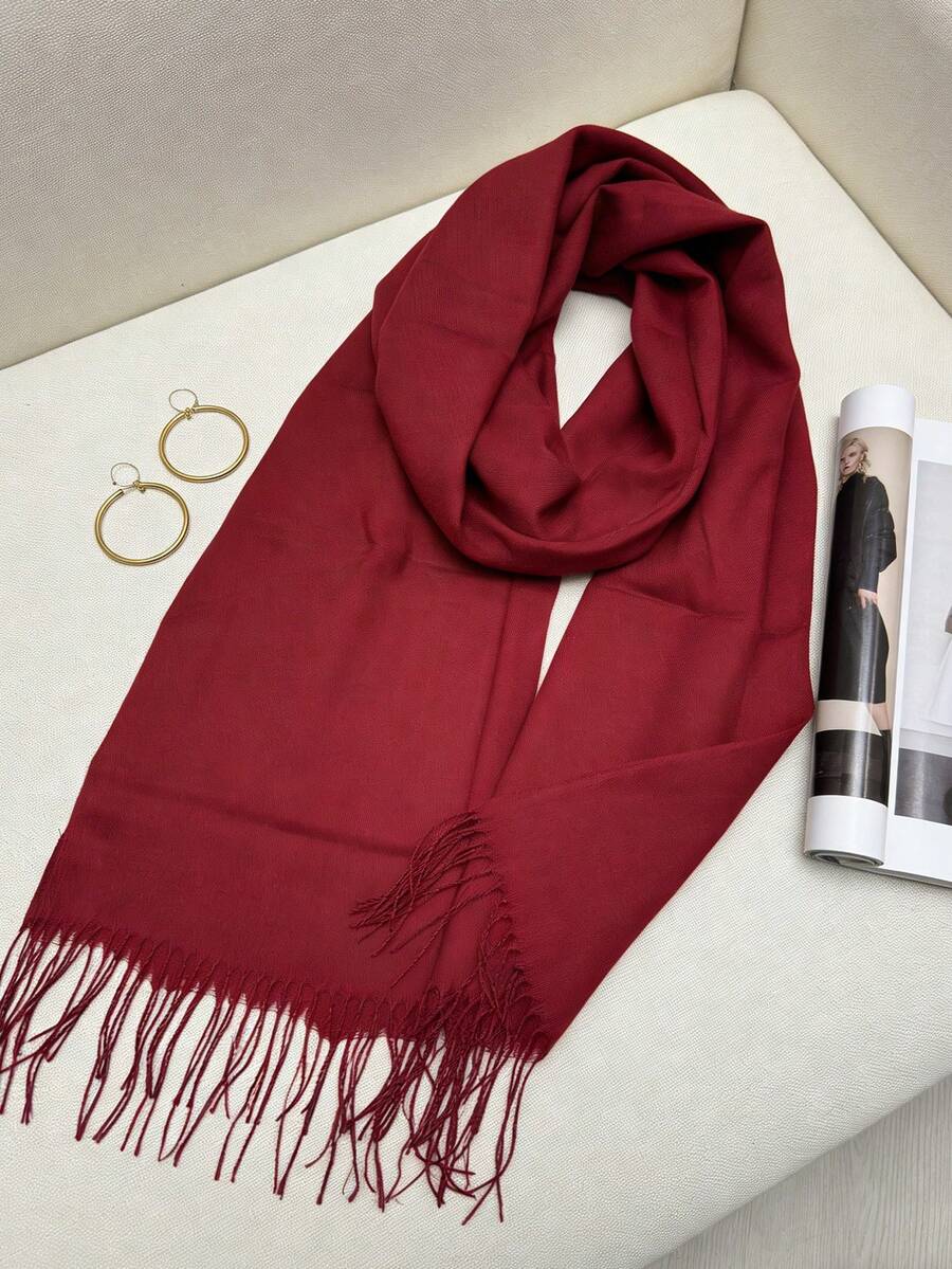 1件装女士纯色柔软百搭斜纹围巾/头巾，适合日常佩戴 - 多色 - 查看 1