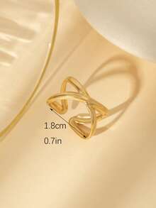 3pcs/Set Minimalist Open Ring Set In Gold Tone - Geometric Textured Jewelry, Suitable For Everyday/Casual Wear - Gold - View 2