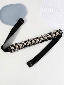 1pc Shiny Daisy Bohemian Palace Style Elastic Headband - Black - View 4