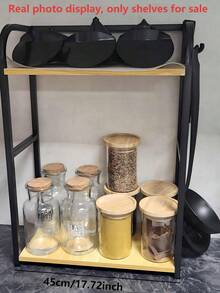 1 件装 30*14*42 厘米北欧风双层厨房置物架 - 木质和金属材质，可放置碗碟、锅具、调味料和蔬菜 | 释放台面空间，适合小户型 | 免钻孔，坚固耐用