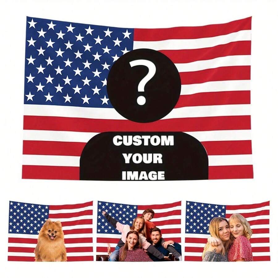 1pc Customizable Personalized Tapestry With Photo And Text, Suitable For Birthday, Wedding, Halloween, Christmas, Party, Father's/Mother's Day, Home Decor, Bedroom Aesthetics, Room Flag, Wedding Room Decor, Christmas, Housewarming, Tea Room, Bedroom, Living Room - Multicolor - View 1
