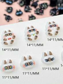 30个/60个3D暹罗猫美甲装饰品 - 可爱黑白小猫咪底部树脂装饰，DIY美甲及手工配件 - 彩色 - 查看 4