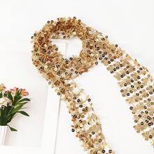 Women's Sequins Scarf Belly Dance Waist Belt,Back To School Season,Sparkly Head Scarf Fringe Shawl Wrap Sparkle Necktie For Party,Personalized Openwork Decorative Scarf,Valentine's Day - 金色 - 查看 3