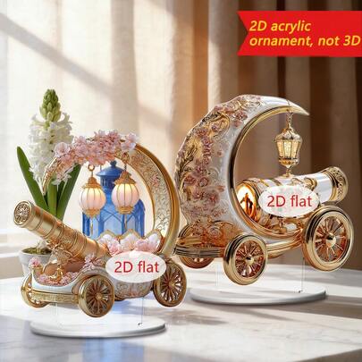 1/3件套亚克力新月灯笼及塔楼装饰，色彩缤纷的花卉图案，灯笼造型，桌面摆件，家居办公用品，开斋节礼物，充满活力的节日装饰，斋月装饰，精致的展示品，优雅的花卉图案，精湛的工艺，2D