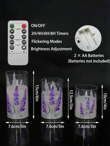 1/2/3件紫色無焰蠟燭附遙控定時器，適用於居家裝飾、婚禮、桌面中心裝飾、露台、花園、節日、派對裝飾 - 紫色 - 查看 7