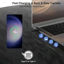 2 Packs 3 6ft 66W Dual Type-C Super Fast Charger Cable | 5A PD USB C To USB C Quick Charge Data Cable For Galaxy S25/S24/S23 IPhone17 16 15pro Max, Hua Wei, Oppo, Vivo - Black - View 6