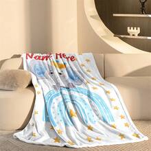 1pc Customizable Rainbow Animal Theme Blanket, White Base With Light Blue Accents, Soft And Washable Polyester Fabric, Suitable For All Seasons And Occasions, Modern Digital Printed Multipurpose Throw Blanket For Sofa, Bed, Car, Tea Room, Bedroom, Bathroom, Living Room, Dining Room, Office, Etc. - Multicolor - View 9