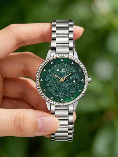  Seiko Women's Quartz Stone Watch Diamond Casual Simple Summer Watch Crystal Glass Dial 50 Meters Waterproof Fashion