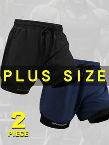 2pcs Plus Size Men's Sports Shorts, Loose Breathable Fitness Running Pants, Summer Casual Sports Shorts For Overweight Men, Suitable For Basketball And Football Training - Multicolor - View 8