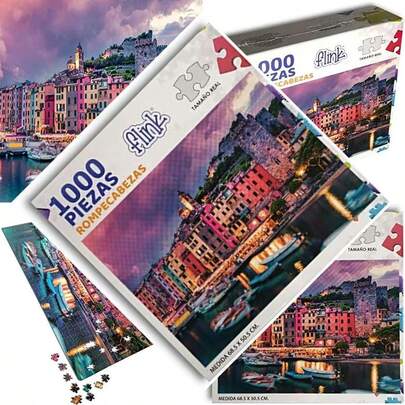 FLINK Rompecabezas Italia Muelle Portovenere 1000 Piezas 68.5 cm x 50.5 cm