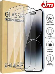 3pcs Tempered Glass Screen Protector, Full Screen Coverage, Tempered Glass Screen Film, Privacy Protection Glass Film, Anti-Fingerprint, 9H Hardness, Anti-Shock, Perfect Fit, Compatible With IPhone 17 Pro Max/17 Pro/17 Air/17/16 Pro Max/16 Pro/16 Plus/16/15 Pro Max/15 Pro/15 Plus/15/14/13/12 And Other Models - Clear - View 30