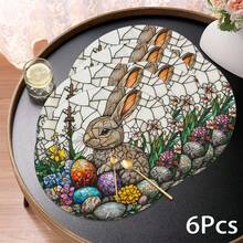 2pcs/4pcs/6pcs Cartoon Easter Bunny & Easter Egg Pattern Silicone Placemats, Holiday Gift, Holiday Decor, Suitable For Dining Table, Coffee Bar, All Season Decoration, Washable Tablemats, Room Decor, Coasters, Draining Mats, Kitchen Dining Placemats, Indoor Outdoor Party Decor, Home Decor, Ideal Gift - Multicolor - View 6