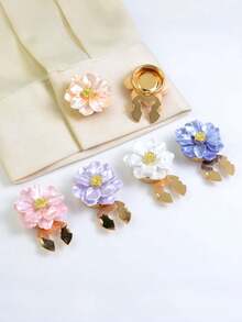 1pc Pearl Flower Embellished Shirt Buttons - Luxury Jewelry For Women, Suitable For Everyday And Party Wear - Multicolor - View 1