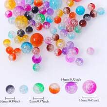 30g 10/12/14/16mm Round Gradient Color Crack Acrylic Spacer Beads For DIY Jewelry Making Bracelet Earrings Handmade Crafts