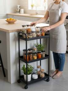 1pc Slim Slide-In Storage Rack, Multi-Tier Narrow Gap Kitchen/Bathroom/Fridge Side Organizer Shelf - Multicolor - View 1