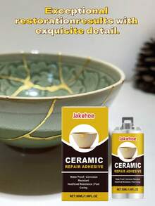 jakehoe Ceramic Repair Kit - Gold Glue Deep Bonding Adhesive For Broken Ceramics, Glass, Tile, Marble Crack Fissure Repair - Yellow - View 3