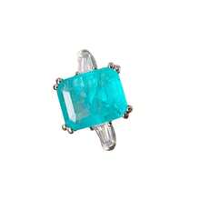 1pc Elegant Minimalist Style Women's Ring With Embedded Aquamarine Cubic Zirconia, Suitable For Daily Wear