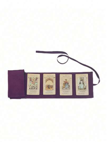 天鹅绒塔罗牌收纳袋，印有精致的日月图案 - 双色蓝紫，抽绳封口，柔软面料保护套，便携易用，可作卡包、塔罗牌袋、卡片及物品的布艺保护套，适用于收纳塔罗牌、神谕卡、游戏卡牌及小物件 - 神秘的卡包，适合收纳、旅行及送礼，是圣诞节、新年、斋月、情人节的理想礼物。