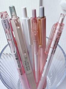 3pcs Retractable Ballpoint Pens, 0.5mm Black Ink, Simple Design, High-Quality, Smooth Writing For Students, Exams, Signatures