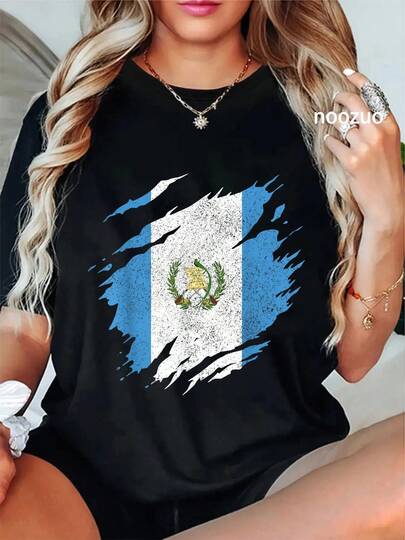 100% Cotton Unisex Guatemala Guatemalan Flag Pride Chapina T-Shirt Men's Women's Soft Crew Neck Tee Classic Fashion Summer Tops Printing Short Sleeve T-Shirt