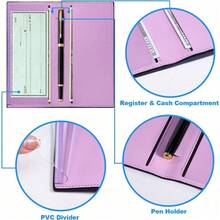 Premium Leather Checkbook Cover For Men And Women Checkbook Holder Wallet RFID Blocking - Lilac Purple Marble - View 4