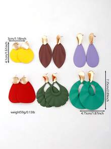 Betykuku 6pairs Round & Water Drop Earrings - Multicolor - View 9