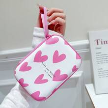 1个心形数码配件收纳盒，EVA硬壳防摔防震，适用于蓝牙耳机/充电器/数据线，小巧便携，方便旅行通勤携带。