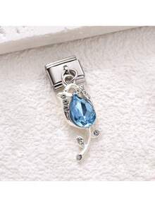 1/5/10pcs Elegant Silver-Tone Zirconia Crystal, Flower, Heart, Animal, Butterfly, Fish Tail Shaped Pendant Modules - Ideal For DIY Bracelets, Gift Giving - Multicolor - View 24