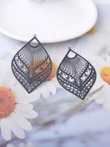 10pcs Filigree Fan Shape Brass Charms/Pendants For Women Earring Making - Sector - View 5