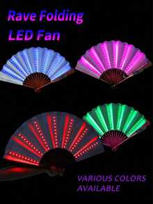 Quạt cầm tay LED lớn 60cm, màu sắc rực rỡ, thích hợp cho tiệc tùng, biểu diễn, đám cưới, sinh nhật, trang trí nhà cửa, hộp đêm, phụ kiện phát sáng, tiệc Halloween, cosplay, phát sáng trong bóng tối, quà Giáng sinh, tiệc Giáng sinh và nhiều dịp khác. - Nhiều màu - Xem 2