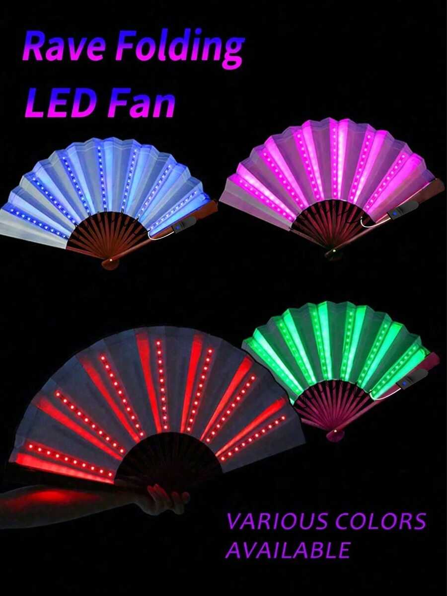 Quạt cầm tay LED lớn 60cm, màu sắc rực rỡ, thích hợp cho tiệc tùng, biểu diễn, đám cưới, sinh nhật, trang trí nhà cửa, hộp đêm, phụ kiện phát sáng, tiệc Halloween, cosplay, phát sáng trong bóng tối, quà Giáng sinh, tiệc Giáng sinh và nhiều dịp khác.