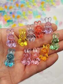 50pcs/20pcs Acrylic Crystal Rabbit Decorations, Easter Tabletop Decor, Rabbit Ornaments - Acrylic Rabbit Figurines, DIY Craft Supplies. These Adorable Cartoon-Style Rabbits Are Perfect For Easter Tabletop Decor, DIY Crafting, Home Decoration, And Vase Fillers. - Multicolor - View 2