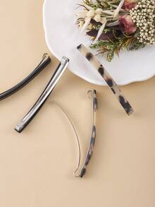 黑色发夹造型，豹纹鸭嘴发夹，银色鳄鱼卷发夹 - 彩色 - 查看 4