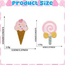 2pcs Cartoon Lollipop & Ice Cream Embroidered Cloth Patches, Self-Adhesive Decorative Patches For Clothing, Bags, Phone Cases, Curtains, DIY - Multicolor - View 2