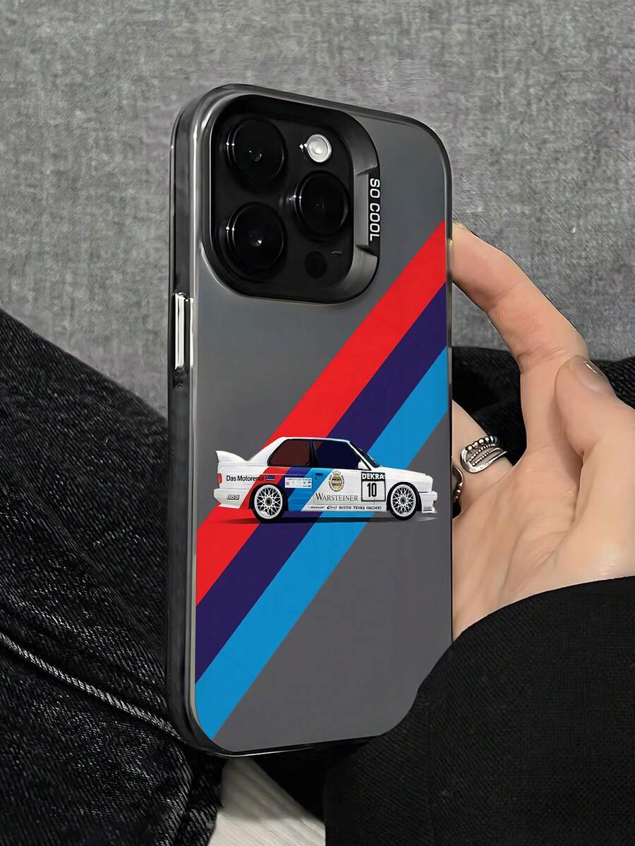 1pc Hand-Painted Car Pattern Matte Anti-Fall Protective Phone Case, Compatible With IPhone//OPPO/Vivo/Note/Infinix/Honor - Multicolor - View 1